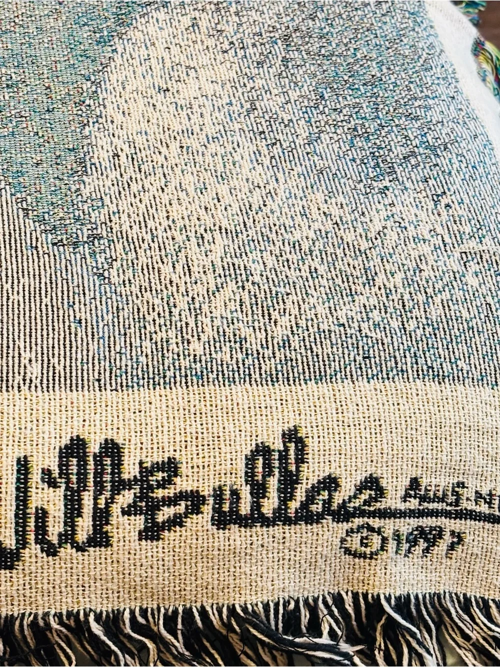 Vintage 1997 Will Bullas Bearing Gifts Polar Bear Woven Tapestry Blanket 68 X 52